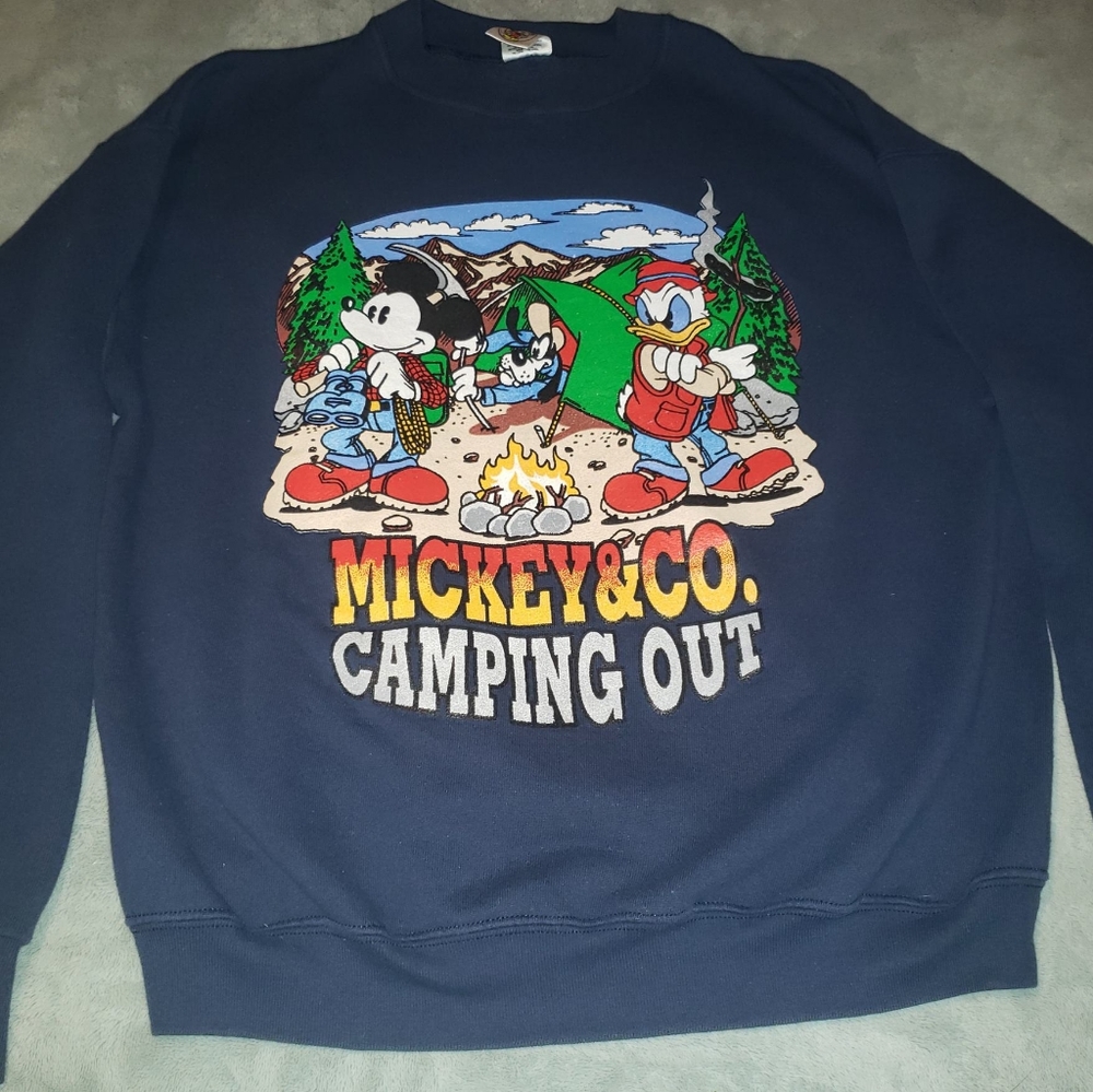 Vintage Mickey Mouse & Co. Camping Out Sweatshirt XL 1990's